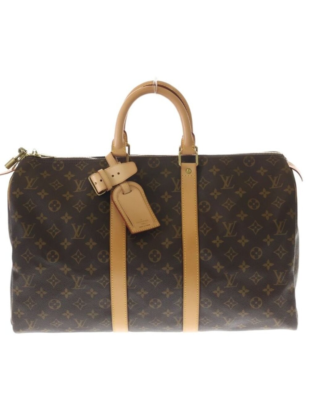 Louis Vuitton Keepall 45 Monogram Leather Boston Bag Gold Brown